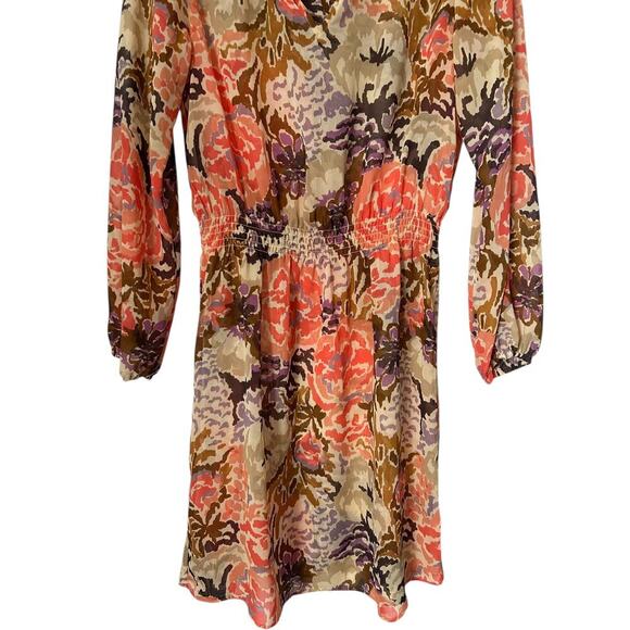 Lauren Ralph Lauren Dress Size 6 Tie Neck Spring Floral Chiffon Long Sleeve - Picture 3 of 13